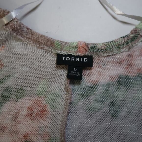 Torrid Floral Cottagecore Kimono Duster Knit Hi-Low Bloomscoere 3/4 Sleeve Sz 0X - Picture 3 of 10